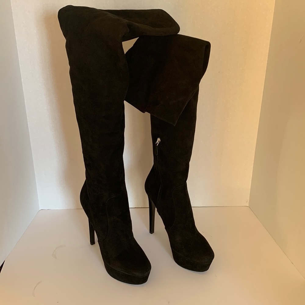 Prada Over-the-Knee Platform Suede Boots